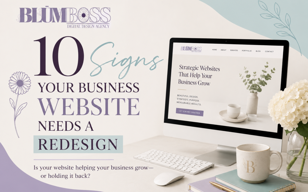 Business website displayed on a desktop computer, representing signs your website needs a redesign